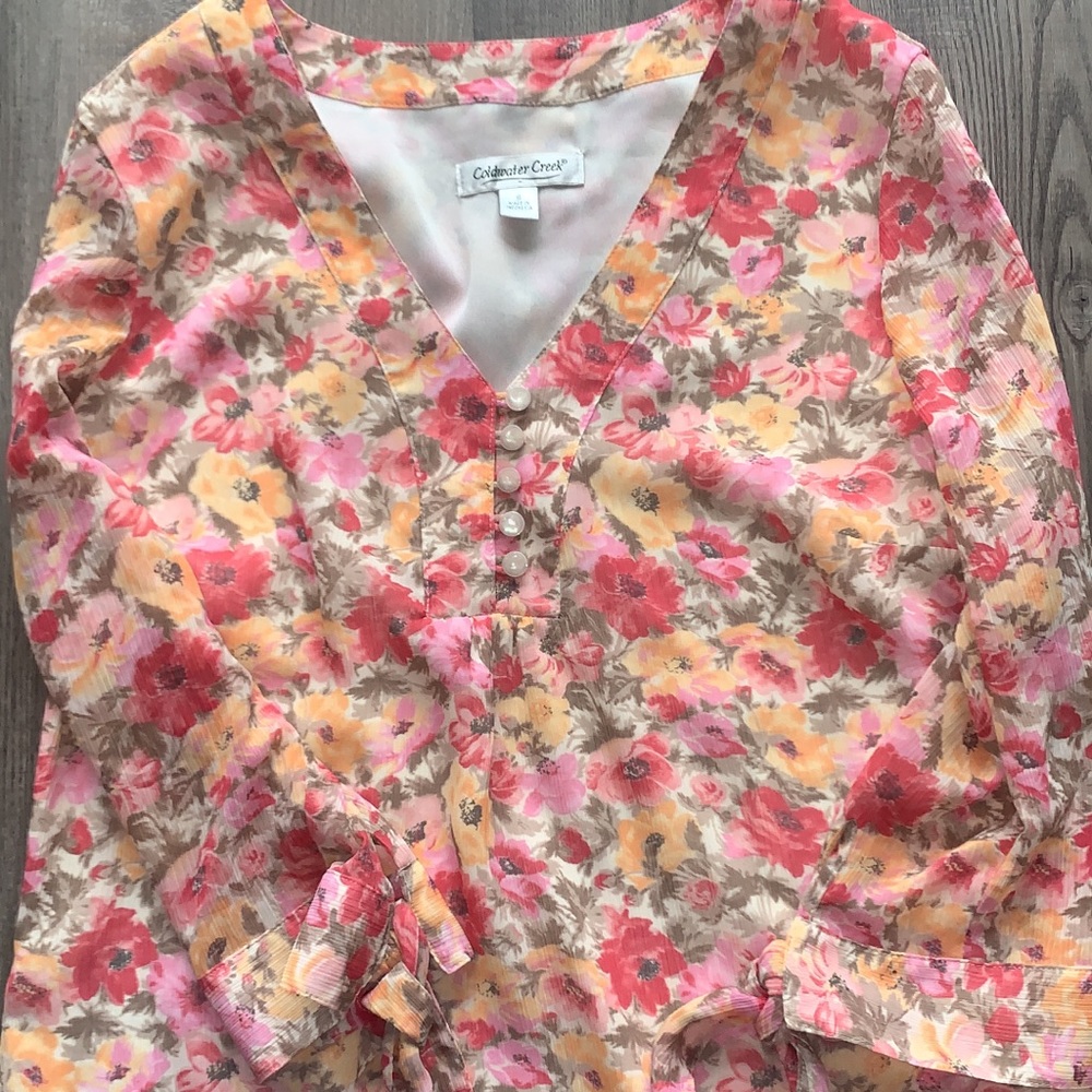 Coldwater Creek flowered blouse small - Picture 1 of 6